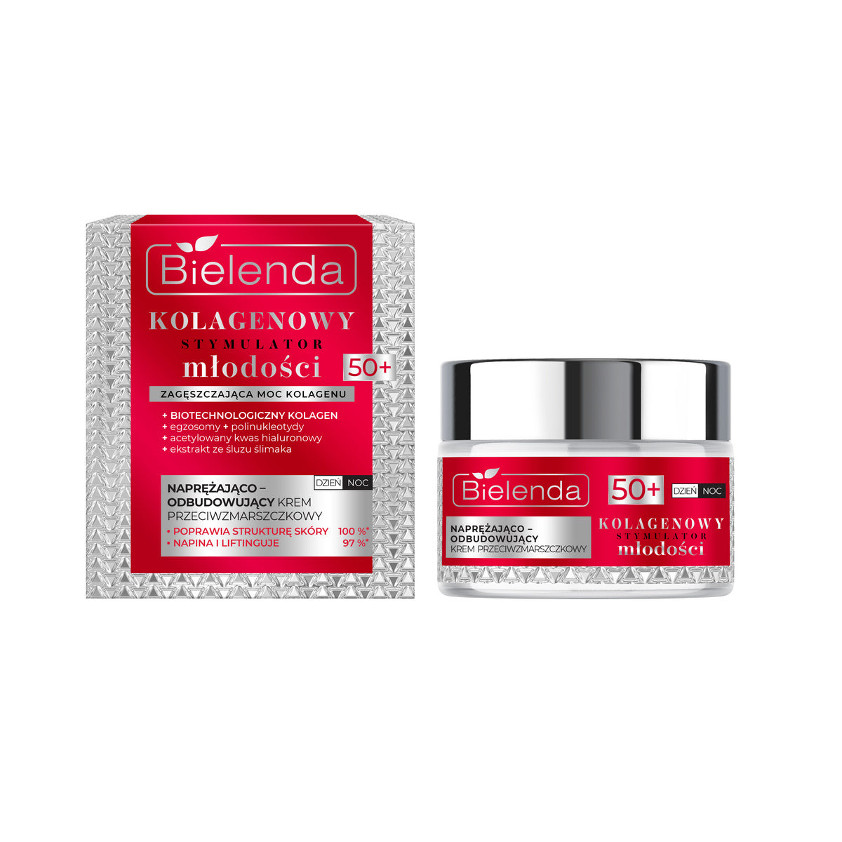 BIELENDA Kolageninis Jaunystės Stimuliatorius Stangrinantis - atkuriantis kremas nuo raukšlių 50+ 50 ml
