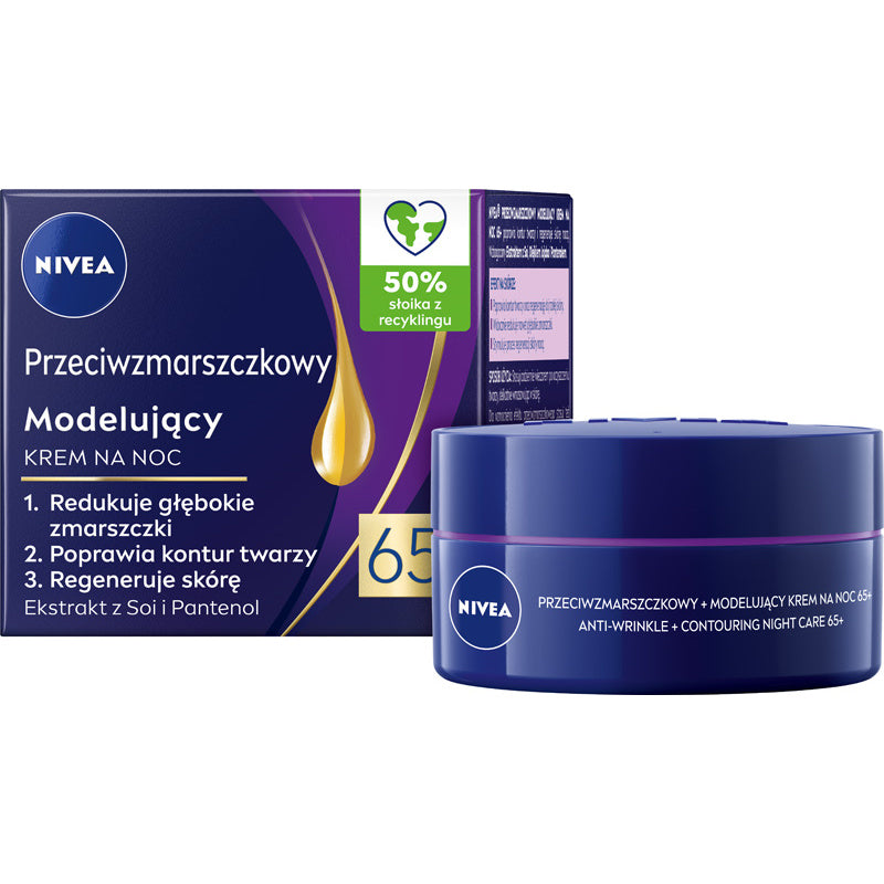 NIVEA 65+ Modeliuojantis kremas prieš raukšles naktį 50 ml