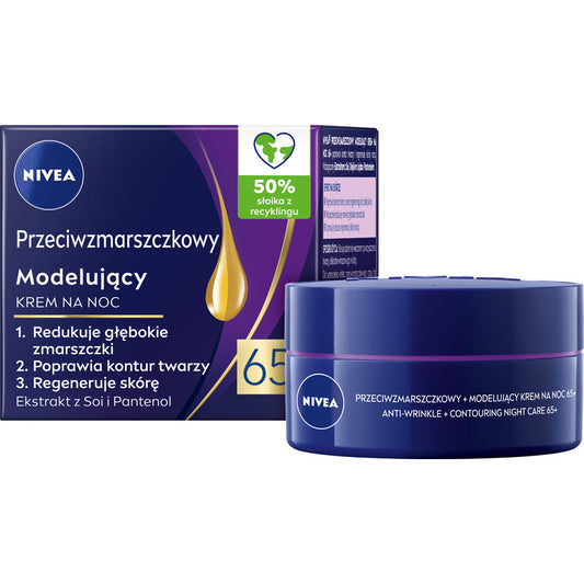 NIVEA 65+ Modeliuojantis kremas prieš raukšles naktį 50 ml