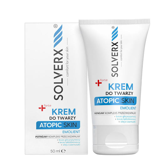 SOLVERX Atopic Skin Kremas veidui atopinei odai Emolient 50 ml