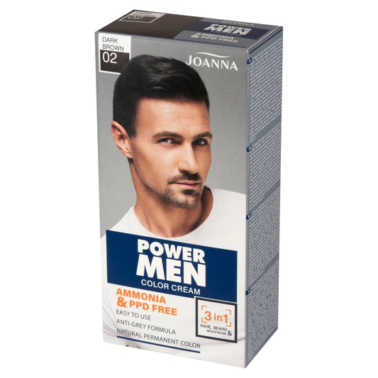JOANNA Power Men Plaukų dažai vyrams 02 Tamsiai rudas 100 g