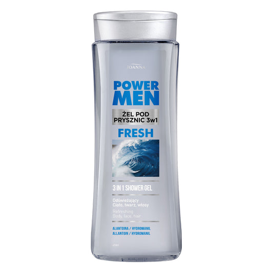 JOANNA Power Men 3w1 Želė po dušu Fresh - Alantoinas ir Hydromanil 300 ml