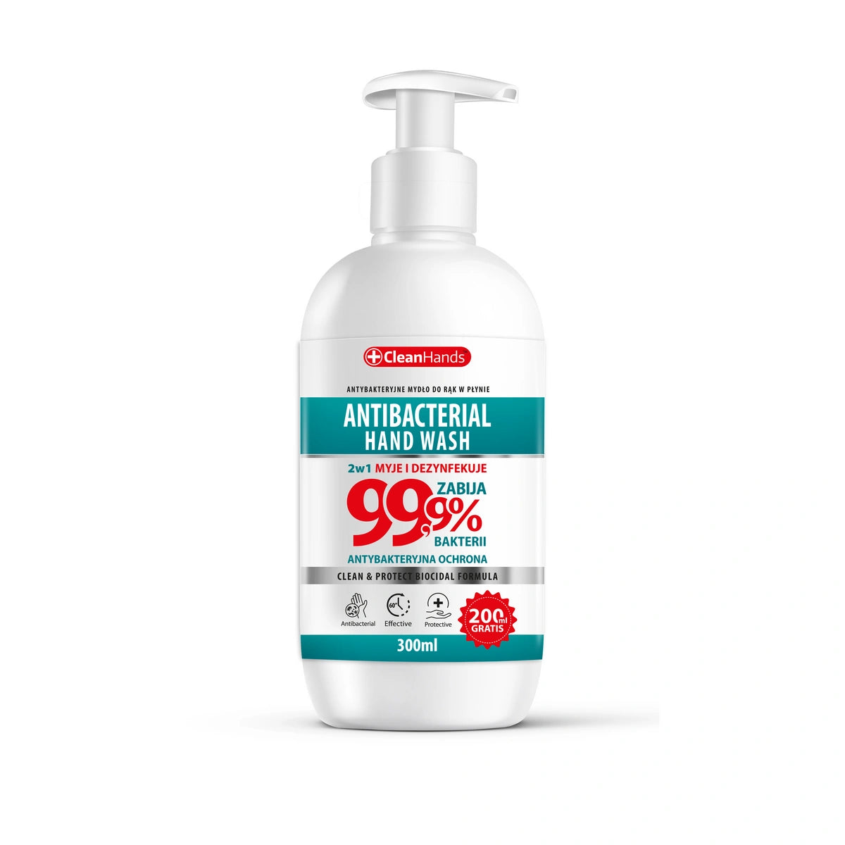 CLEAN HANDS Skystas antibakterinis muilas Bio formulė 99,9% 300 ml