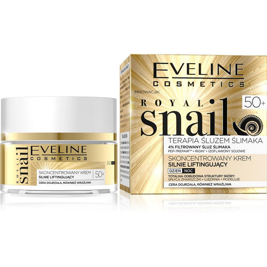 EVELINE Royal Snail 50+ Koncentruotas stangrinamasis kremas dienai/nakčiai 50 ml