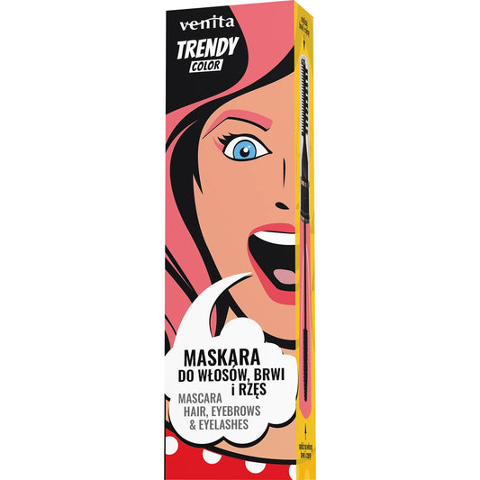 VENITA Trendy blakstienų, antakių ir plaukų tušas 3in1 nr.30 Candy Pink 13 g