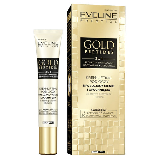 EVELINE Gold Peptides Kremas-liftingas po akimis, mažinantis tamsius ratilus ir paburkimus 3w1 15 ml
