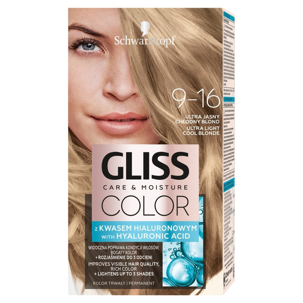Schwarzkopf Gliss Color Care & Moisture Plaukų dažai 9-16 ultra šviesus šaltas blondinas