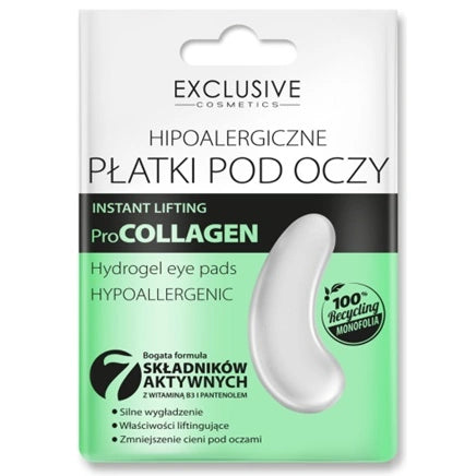 EXCLUSIVE COSMETICS Pro-kolageno hipoalerginiai pleistrai po akimis Liftinguojantys 1 pora