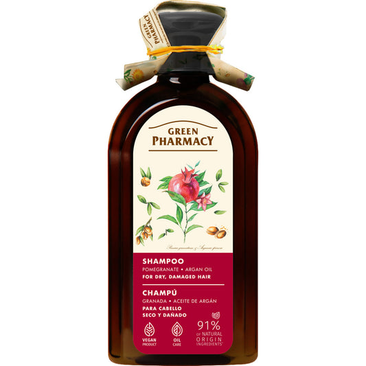 GREEN PHARMACY Šampūnas sausoms ir pažeistoms plaukams Granatas ir argano aliejus 350 ml