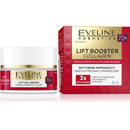EVELINE Lift Booster Collagen 70+ Aktyviai atstatantis raukšlių užpildas 50 ml