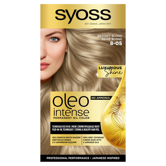 SYOSS Oleo Intense Plaukų dažai Permanent Oil Color nr 8-05 Bežinis Šviesus