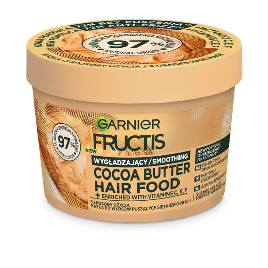 GARNIER Fructis Hair Food Maska glotninanti plaukams, kurie garbanojasi ir nepaklusnūs - Kakavos sviestas 400 ml