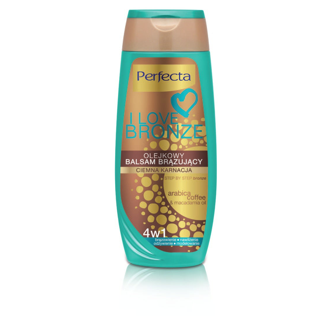 PERFECTA I Love Bronze Bronzantuojantis aliejinis balzamas - tamsi oda 250 ml