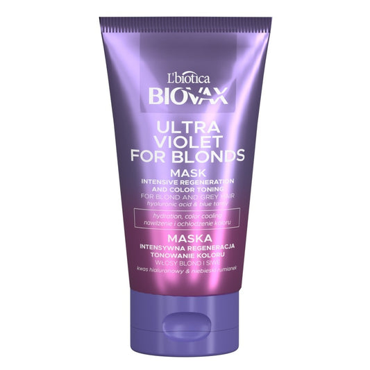 L`BIOTICA Biovax Ultra Violet for Blonds Intensyvi regeneruojanti kaukė