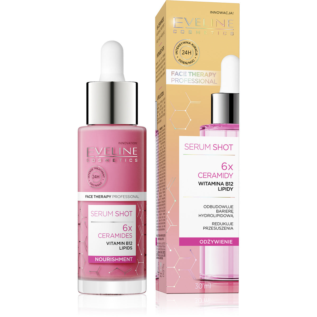 EVELINE Veido terapija profesionalus serumų šūvis atstatantis hidrolipidų barjerą - 6x Ceramidai 30 ml