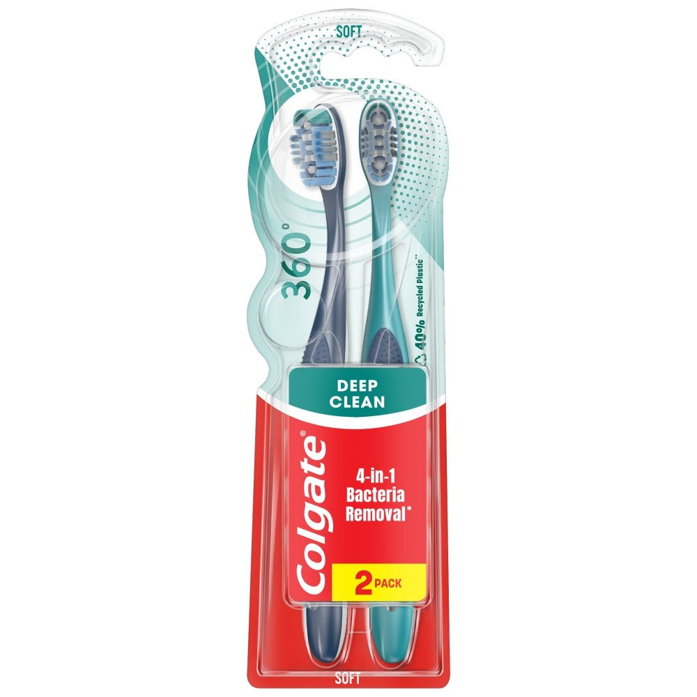 COLGATE 360 Deep Clean dantų šepetėlis 1+1 nemokamai - minkštas 1op.-2vnt