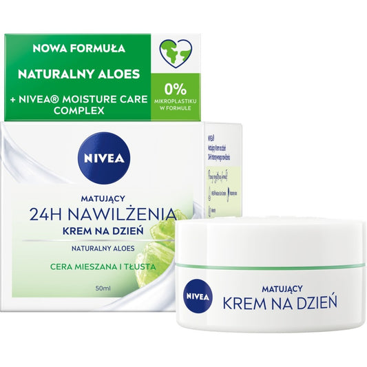 NIVEA 24H Drėkinamasis matuojantis dieninis kremas mišriai ir riebiai odai 50 ml
