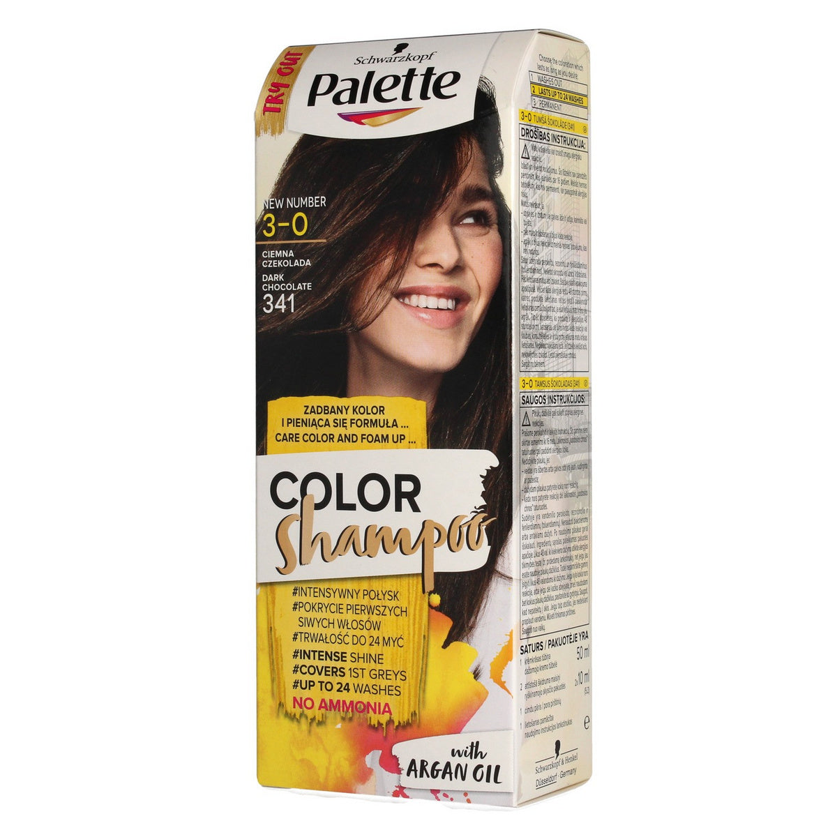 Palette Color Shampoo Šampūnas spalvoms nr 3-0 (341) Tamsi Šokoladas 1op.