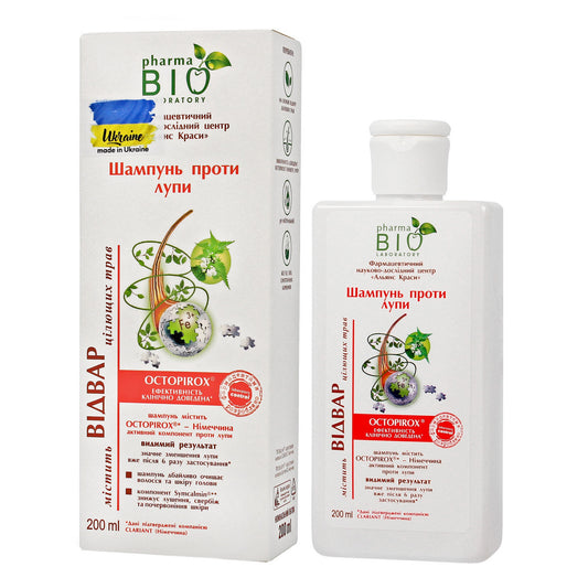 Bio Pharma Laboratory Bio Šampūnas priešpleiskanų su ištrauka iš varnalėšos 200ml