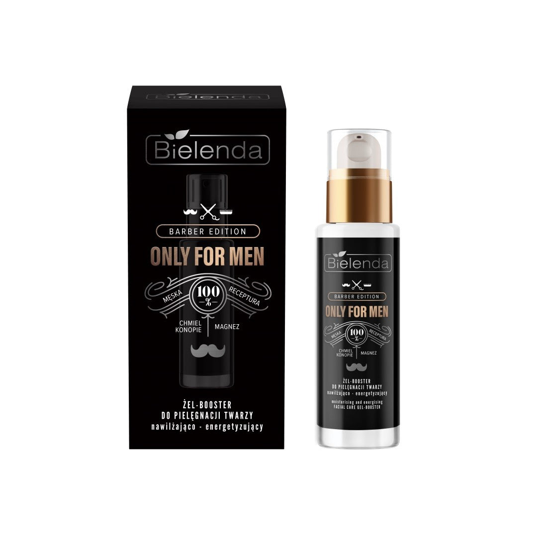 BIELENDA ONLY FOR MEN BARBER Edition Gel-Booster veido priežiūrai drėkinantis-energizuojantis 30ml