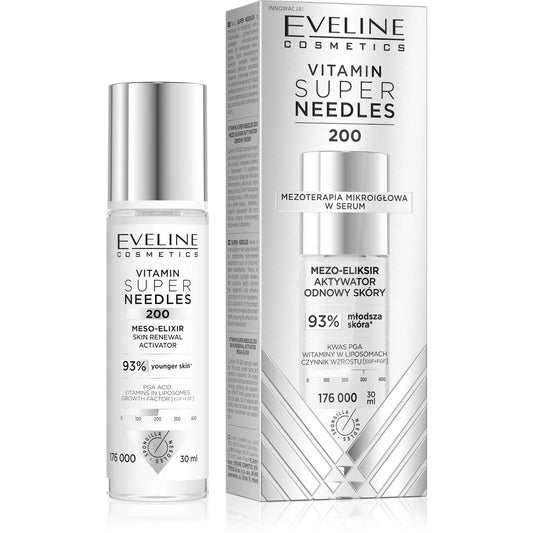 EVELINE Vitamin Super Needles 200 Mezo-eliksir od renovacijos aktyvatorius 30 ml