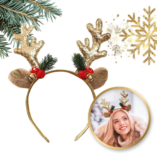 ECARLA Kalėdinė plaukų juosta su elnių ausimis ir ragais