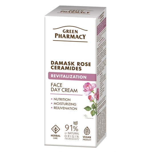 GREEN PHARMACY Damasco rožė + Ceramidų atnaujinamasis dieninis kremas 50 ml