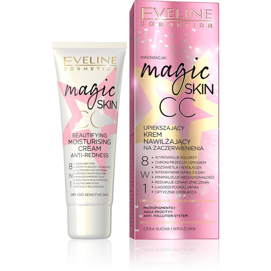 EVELINE Magic Skin CC Puoselėjantis drėkinamasis kremas paraudimams 8w1 50 ml