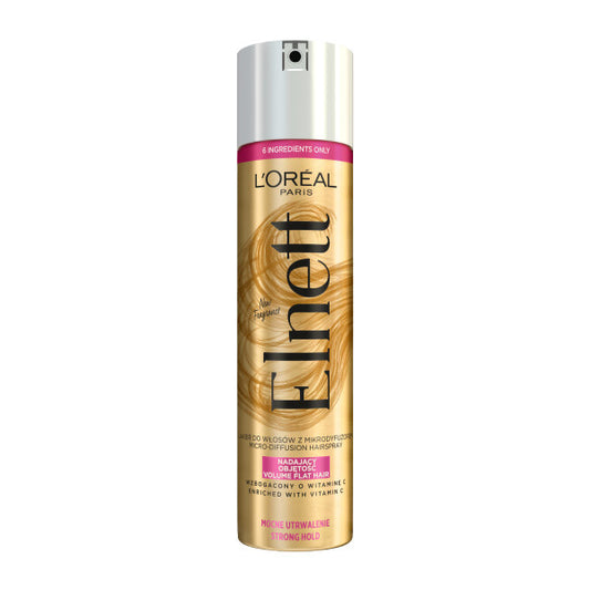 LOREAL Elnett Plaukų lakas su mikrodispersija, suteikiantis apimties - stiprus fiksavimas 200 ml