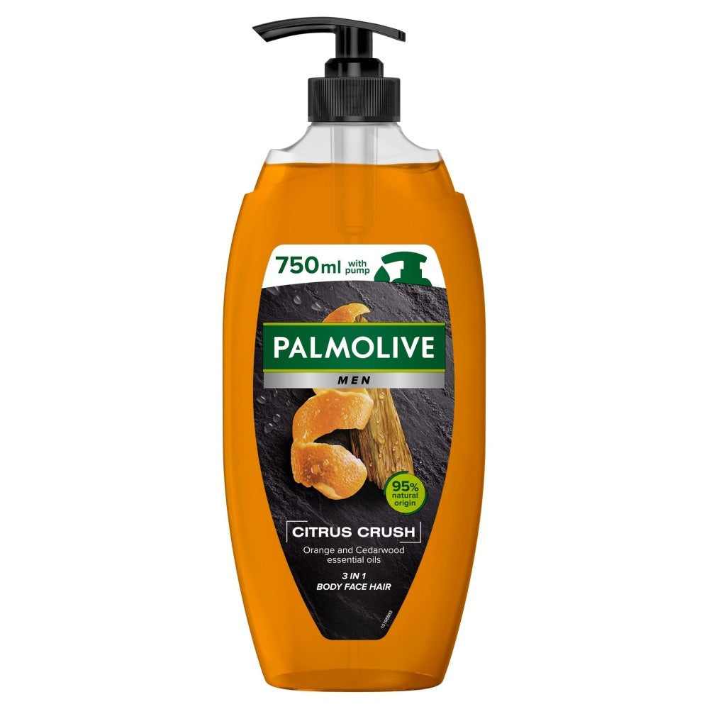 PALMOLIVE Men Dušo gelis 3w1 Citrus Crush - apelsinų aliejus ir kedras 750ml