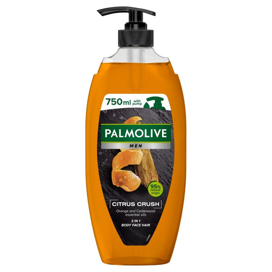 PALMOLIVE Men Dušo gelis 3w1 Citrus Crush - apelsinų aliejus ir kedras 750ml