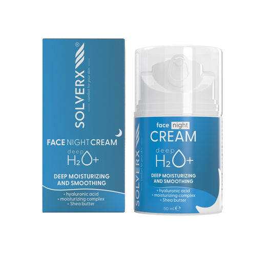 SOLVERX Deep H2O+ Krem giliai drėkinantis naktinis kremas - sausai ir dehidratuotai odai 50 ml