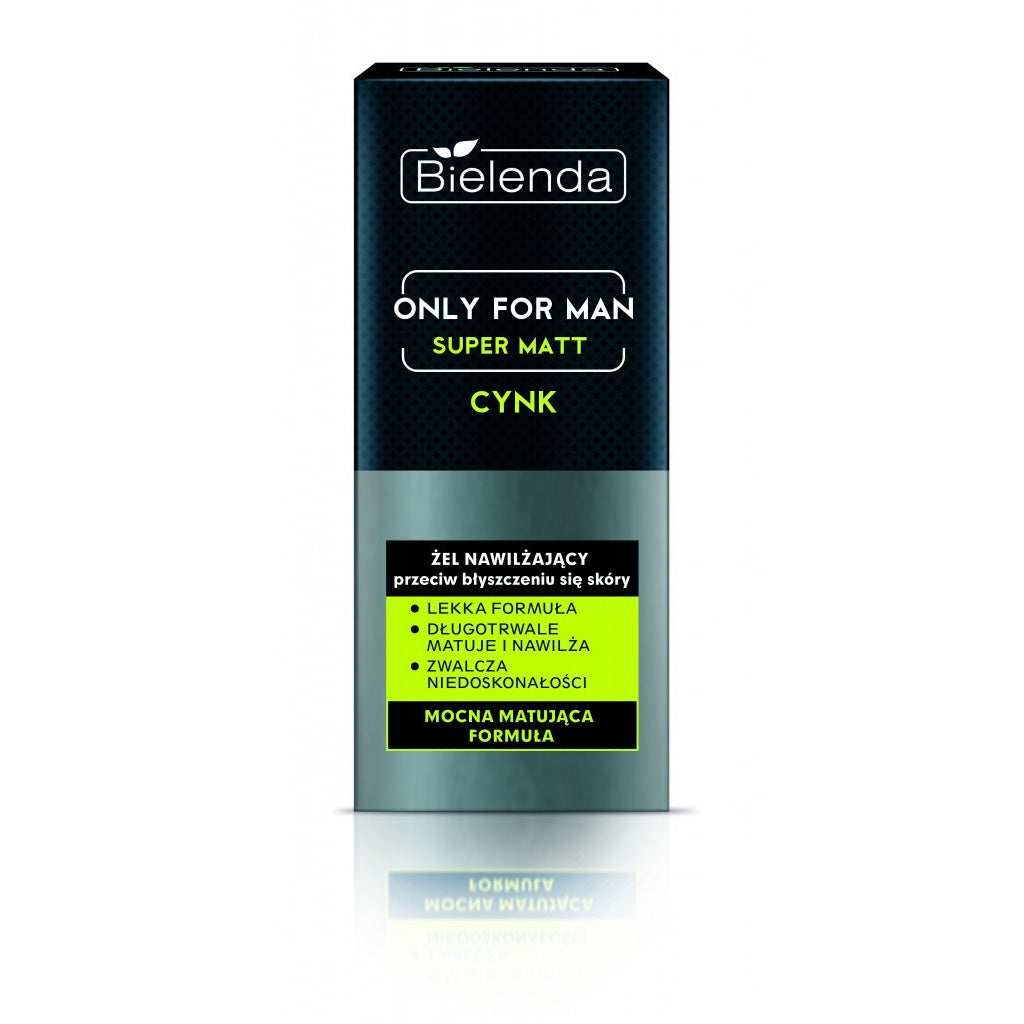 BIELENDA ONLY FOR MAN Super Matt Drėkinamasis gelis prieš odos blizgesį 50ml
