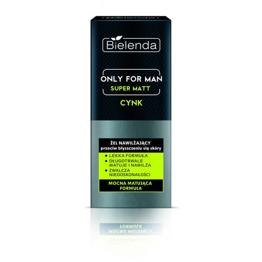 BIELENDA ONLY FOR MAN Super Matt Drėkinamasis gelis prieš odos blizgesį 50ml