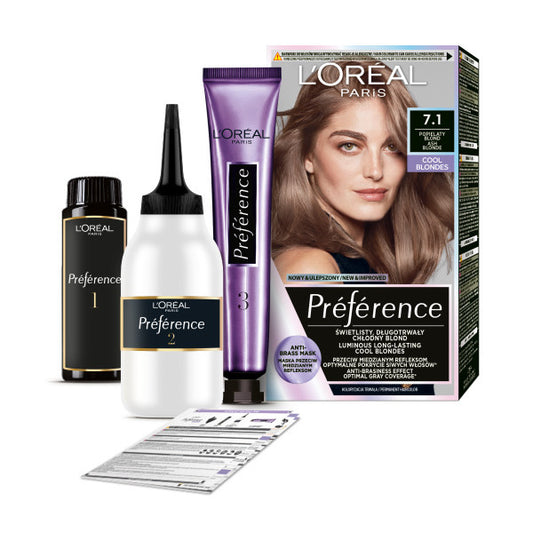 LOREAL Preference Plaukų dažai 7.1 Pelenų Rudas 1 vnt.