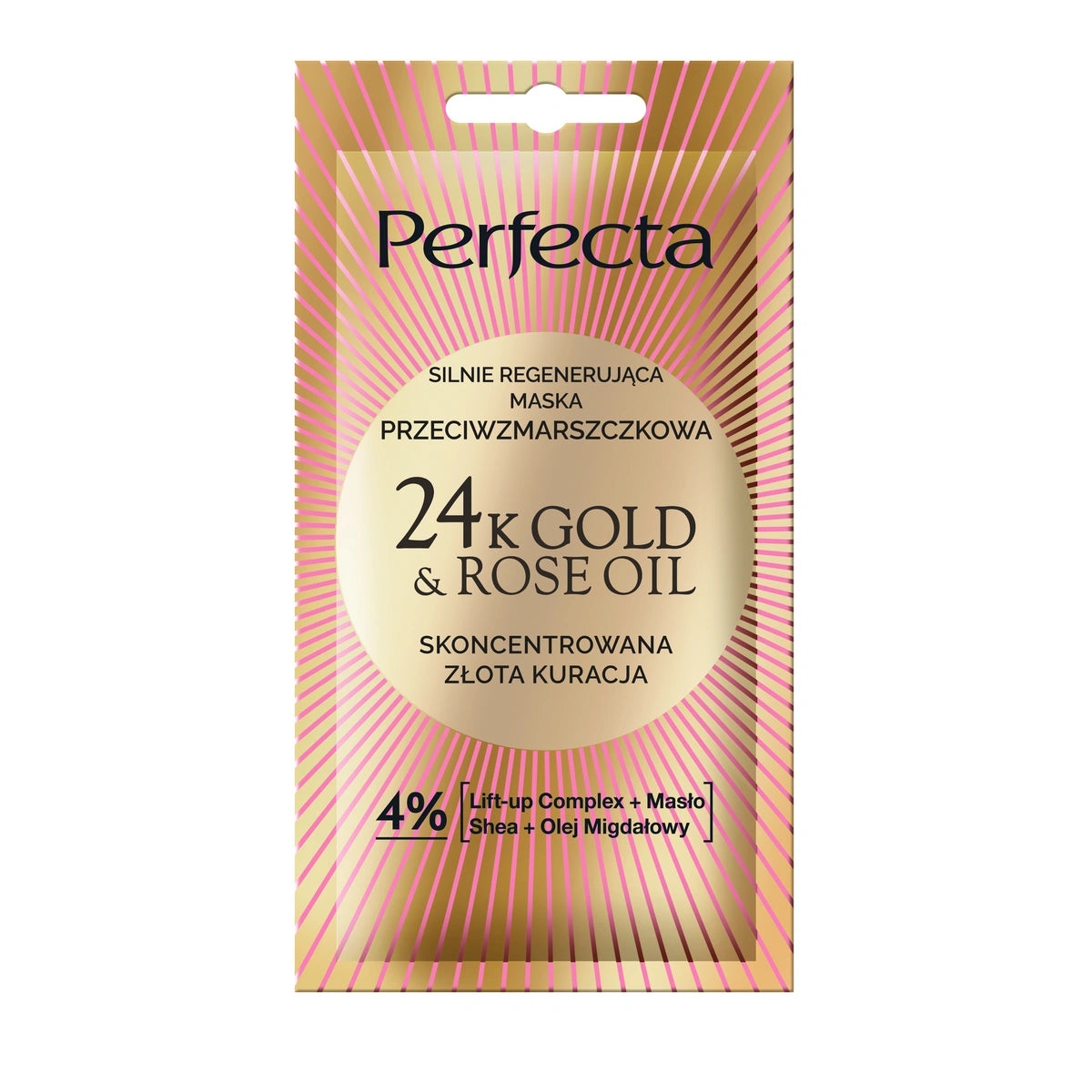 PERFECTA 24K Gold&Rose Oil Veido kaukė stipriai regeneruojanti priešraukšlinė 8 ml