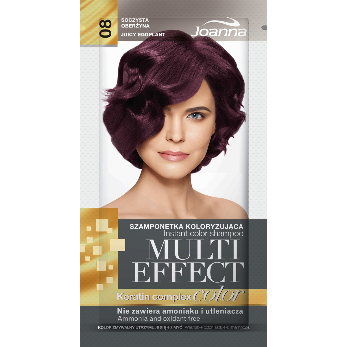 JOANNA Multi Effect Color Koloruoja šampūnas nr. 08 Sultinga baklažanas 35 g