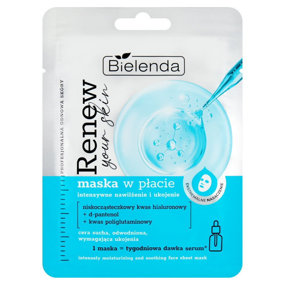 BIELENDA Renew Your Skin Veido kaukė - intensyvi drėgmė ir ramybė 17 g