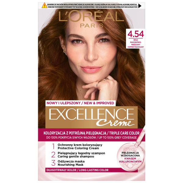 LOREAL Excellence Creme Spalvą keičiantis kremas 4.54 mahagoninė vario