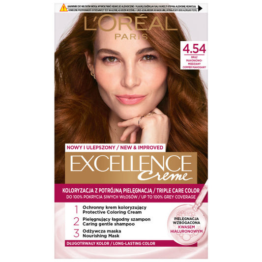 LOREAL Excellence Creme Spalvą keičiantis kremas 4.54 mahagoninė vario