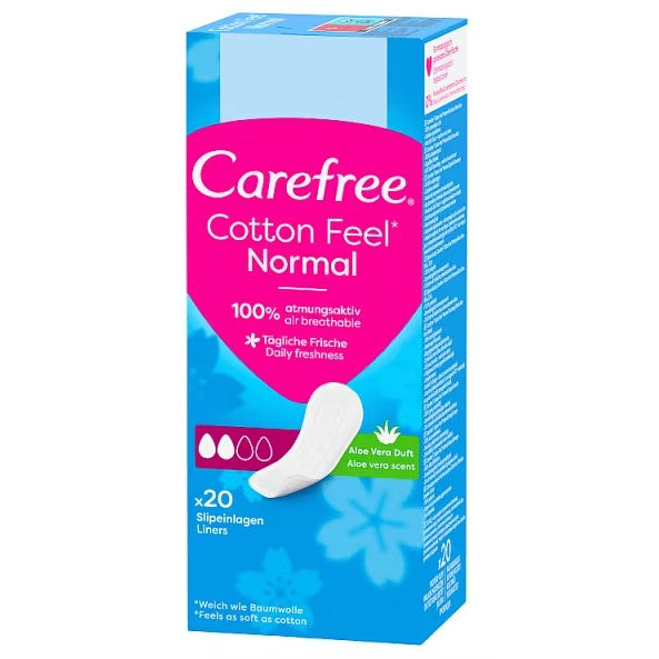 CAREFREE Cotton Feel Normal Aloe higieninės pagalvėlės su alijošiaus kvapu 1 pakuotė - 20 vnt.