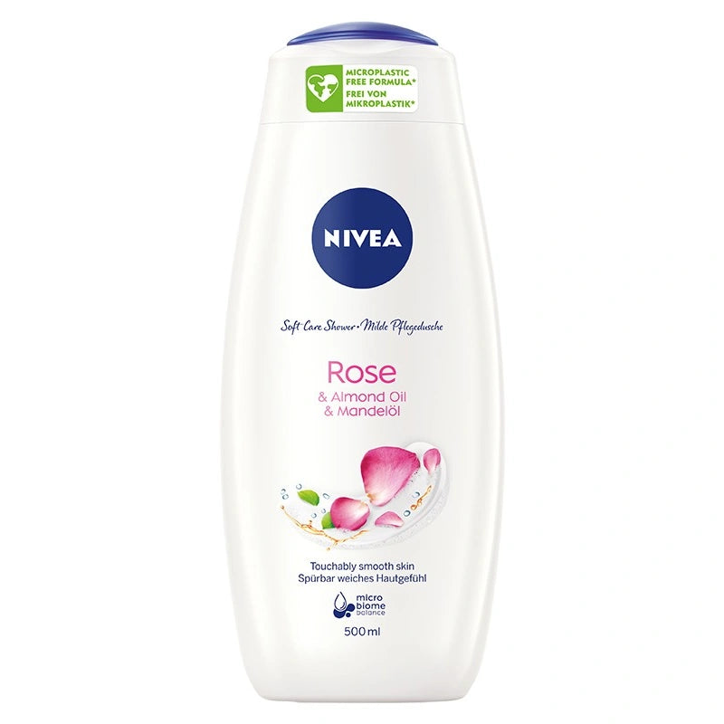 NIVEA Care Shower Drėkinamasis dušo gelis Rožė ir migdolų aliejus 500 ml
