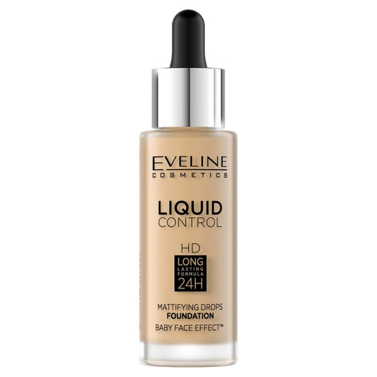 EVELINE Liquid Control HD Skystas makiažo pagrindas nr 016 Vanilla Beige 32 ml