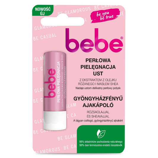 BEBE Apsauginė lūpų dažų priemonė „Perłowa Pielęgnacja“ su rožių aliejaus ekstraktu ir Shea sviestu 4.9g