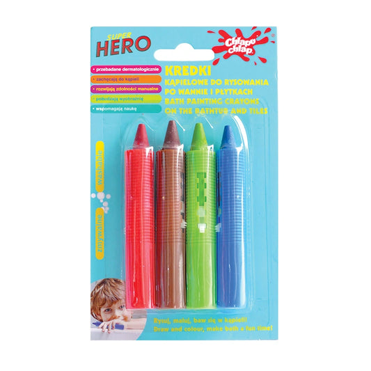 CHLAPU CHLAP Vonios pieštukai piešimui Dino 1op - 4 vnt.