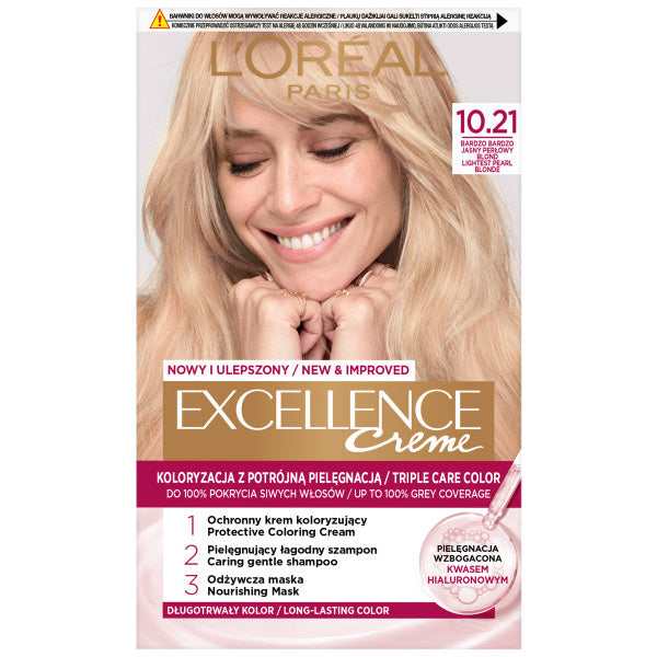 LOREAL Excellence Creme Kremas koloryzujący 10.21 labai šviesus perlų blond