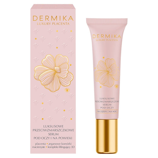 Dermika Luxury Placenta Luksusinis Priešraukšlinis Serumas Paakiams ir Vokus 15ml
