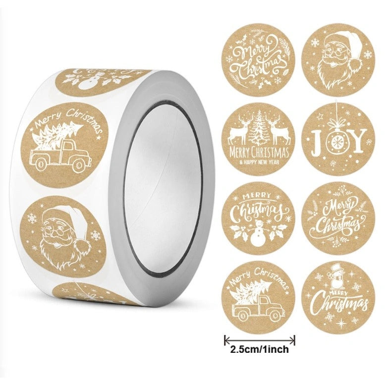 ECARLA Kalėdinės lipdukai su lipnia juosta (skersmuo 25 mm) NNK18 1 pakuotė - 500 vnt.