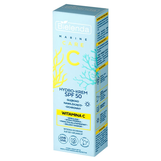 BIELENDA Marine Care C Hydro-krem SPF50 giliai drėkinantis apsauginis dienai - Vitaminas C 40 ml