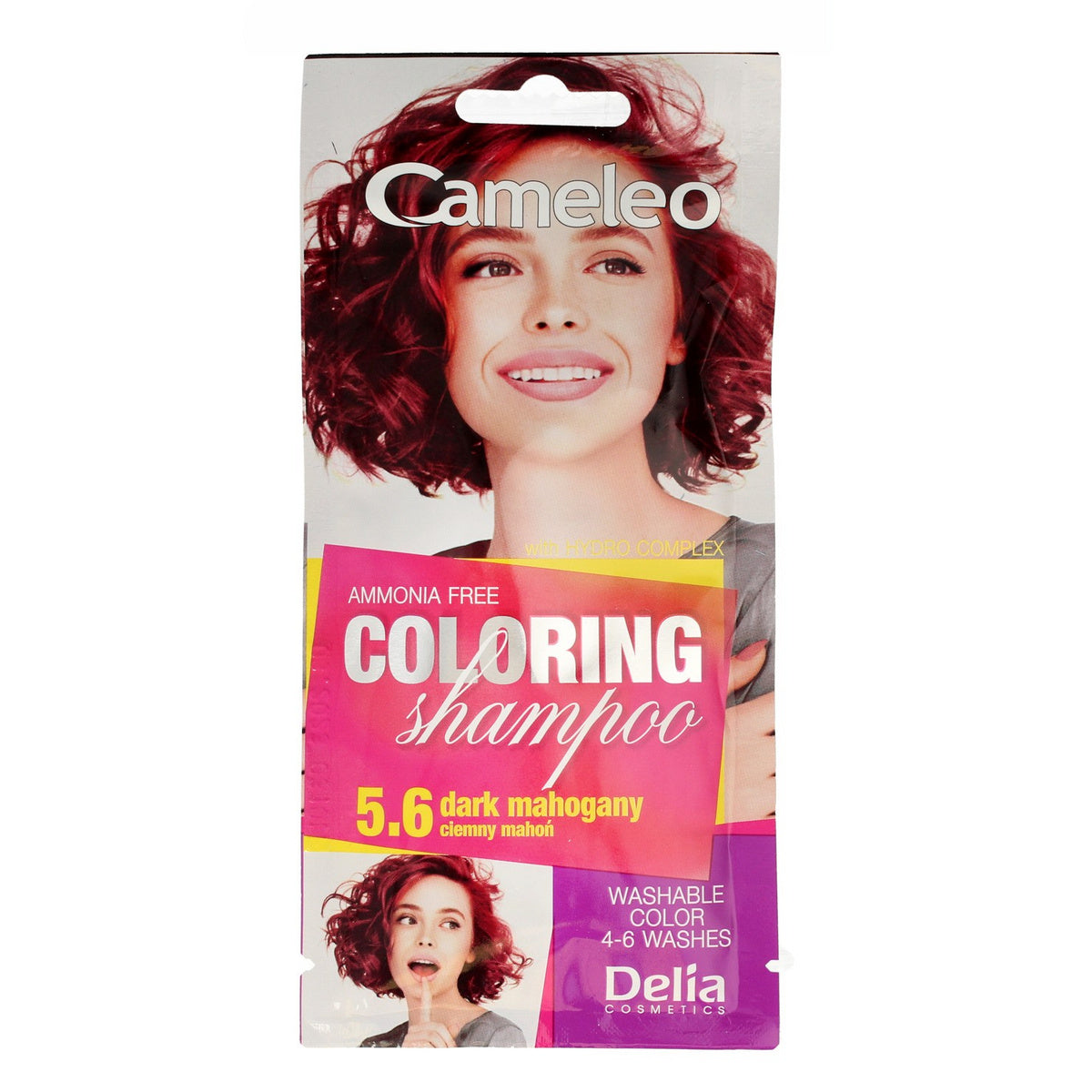 DELIA COSMETICS CAMELEO Šampūnas spalvą atnaujinantis nr. 5.6 Tamsus Mahonas 40ml